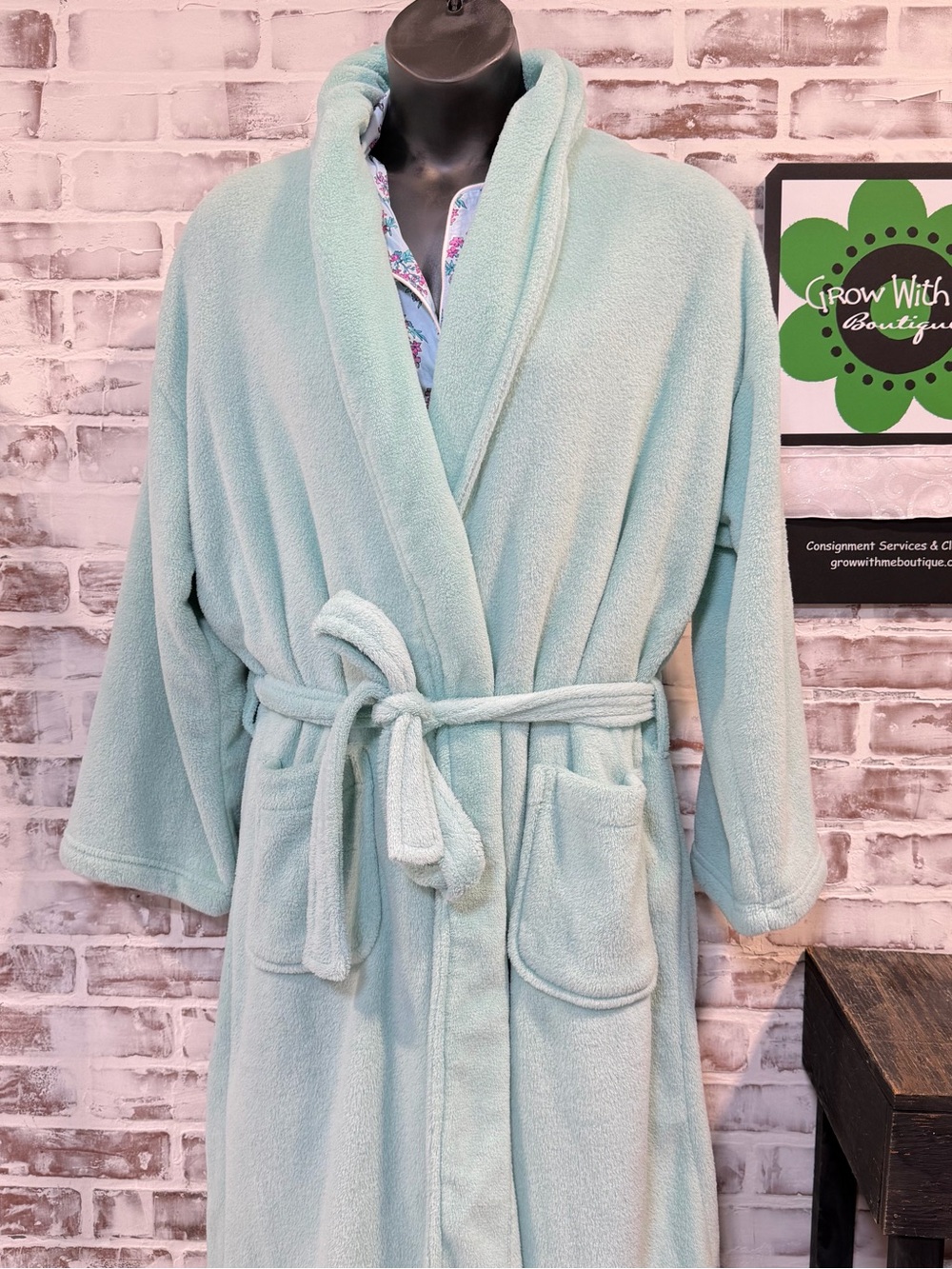 Cozy Plush Mint Wrap Robe with Tie Belt
